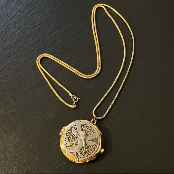 Vintage Rare JJ Jonette Jewelry Fairy Locket Necklace Signed - Picture 3 of 15